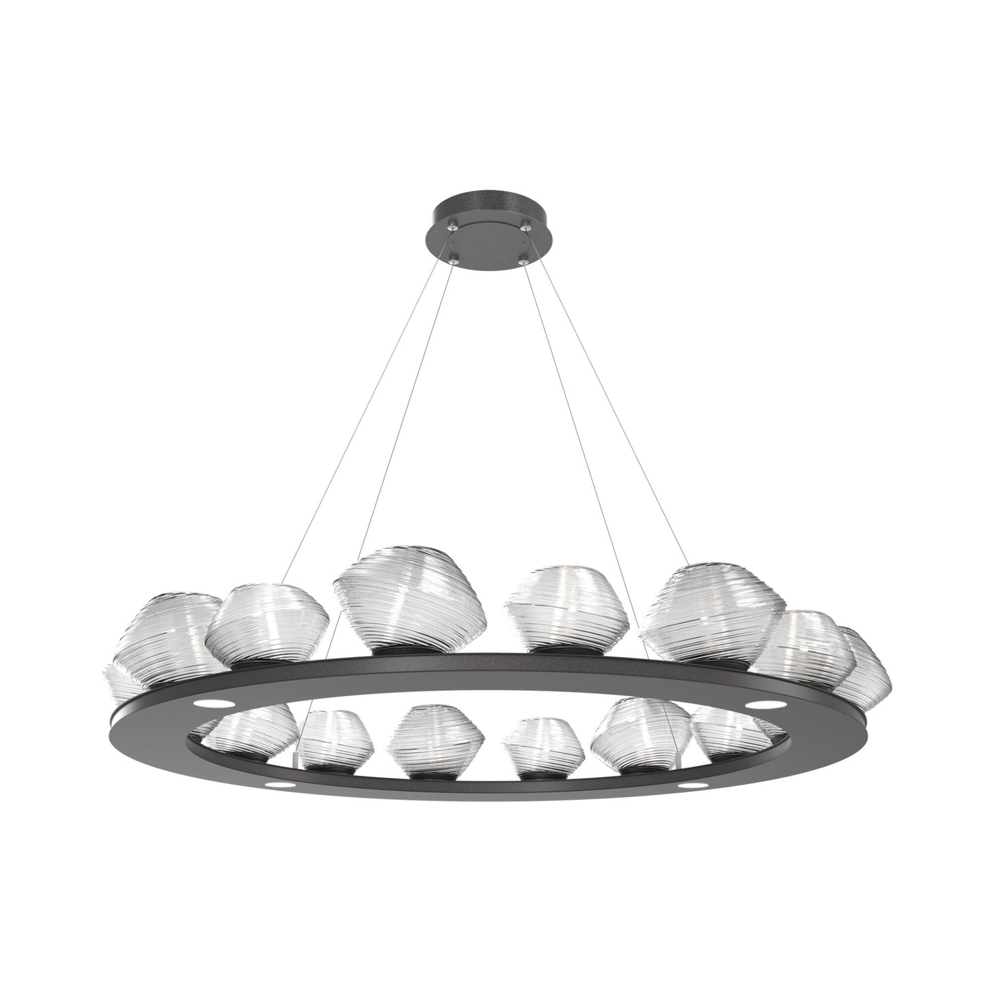 Mesa Ring LED Chandelier in Graphite/Clear Blown Glass (46.8-Inch).