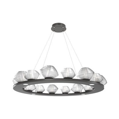 Mesa Ring LED Chandelier in Graphite/Clear Blown Glass (46.8-Inch).