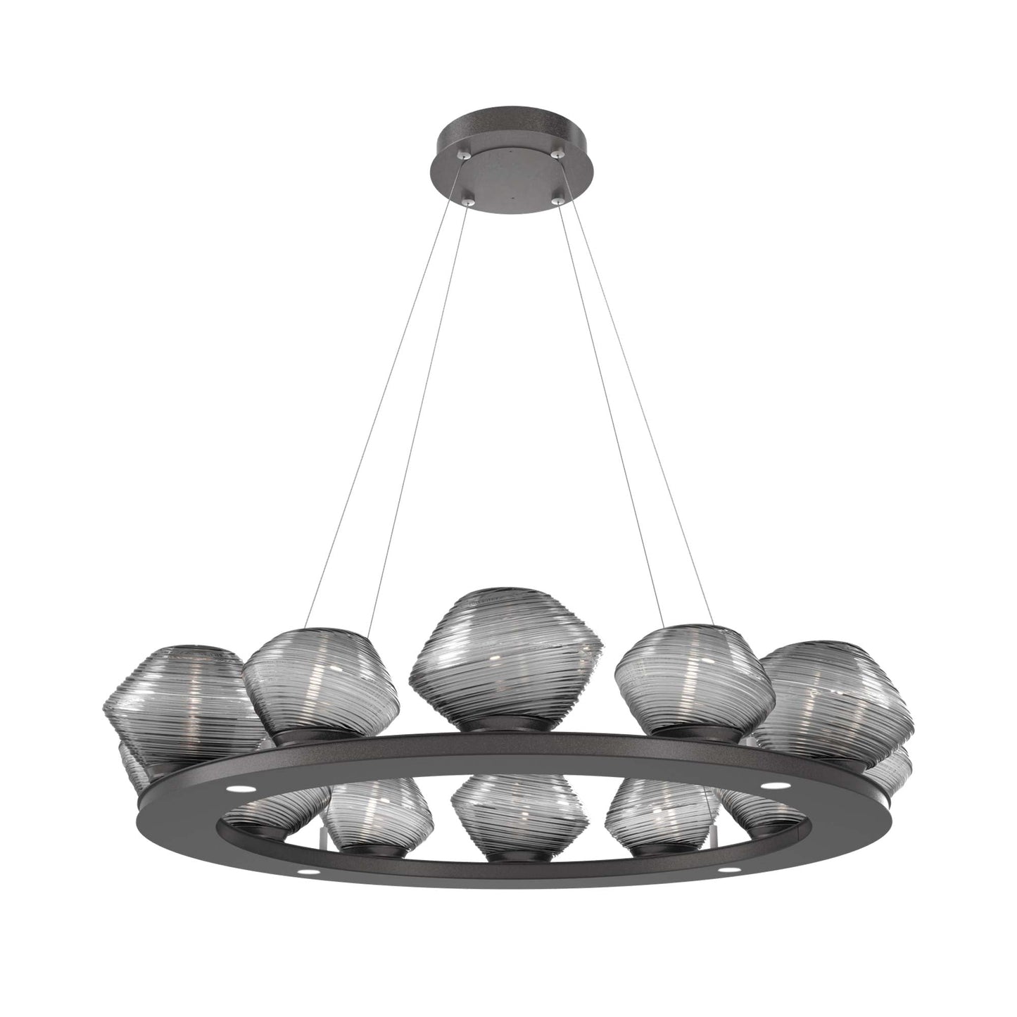 Mesa Ring LED Chandelier in Graphite/Smoke Blown Glass (36.7-Inch).