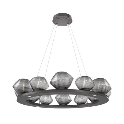 Mesa Ring LED Chandelier in Graphite/Smoke Blown Glass (36.7-Inch).