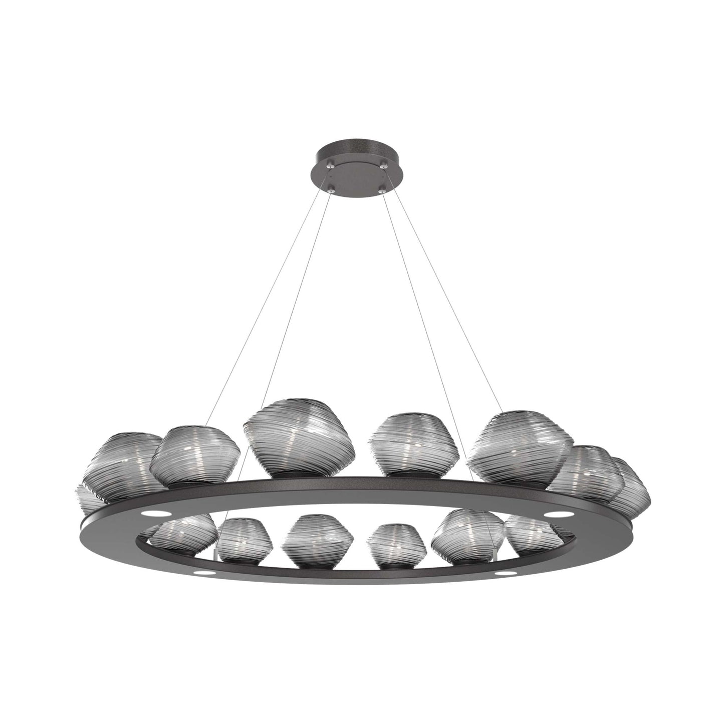 Mesa Ring LED Chandelier in Graphite/Smoke Blown Glass (46.8-Inch).