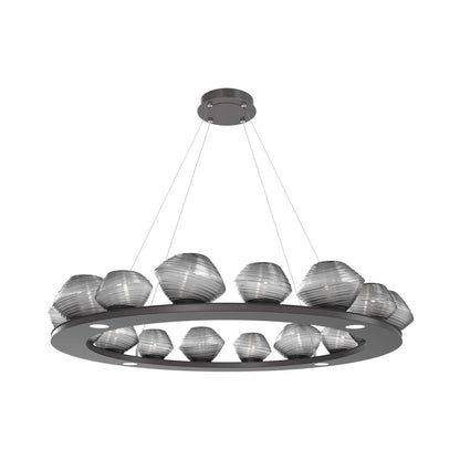 Mesa Ring LED Chandelier in Graphite/Smoke Blown Glass (46.8-Inch).
