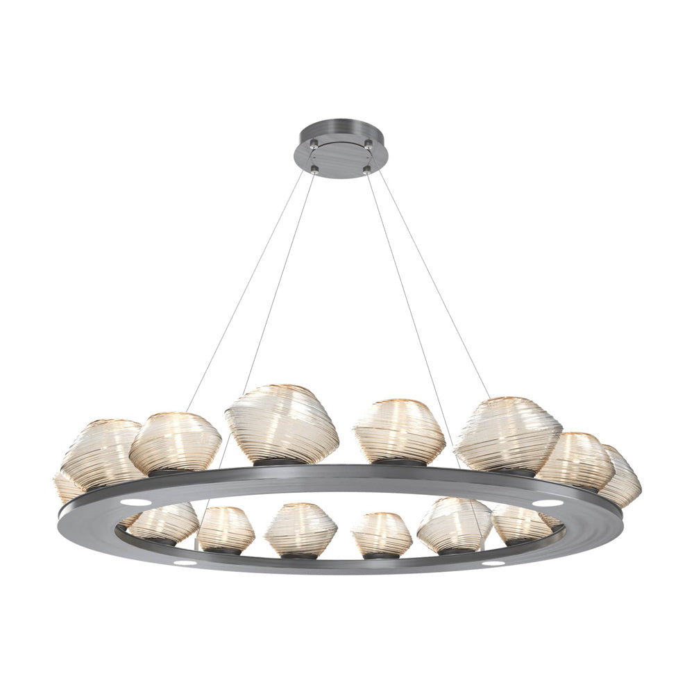 Mesa Ring LED Chandelier in Gunmetal/Amber Blown Glass (46.8-Inch).