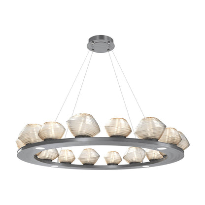 Mesa Ring LED Chandelier in Gunmetal/Amber Blown Glass (46.8-Inch).