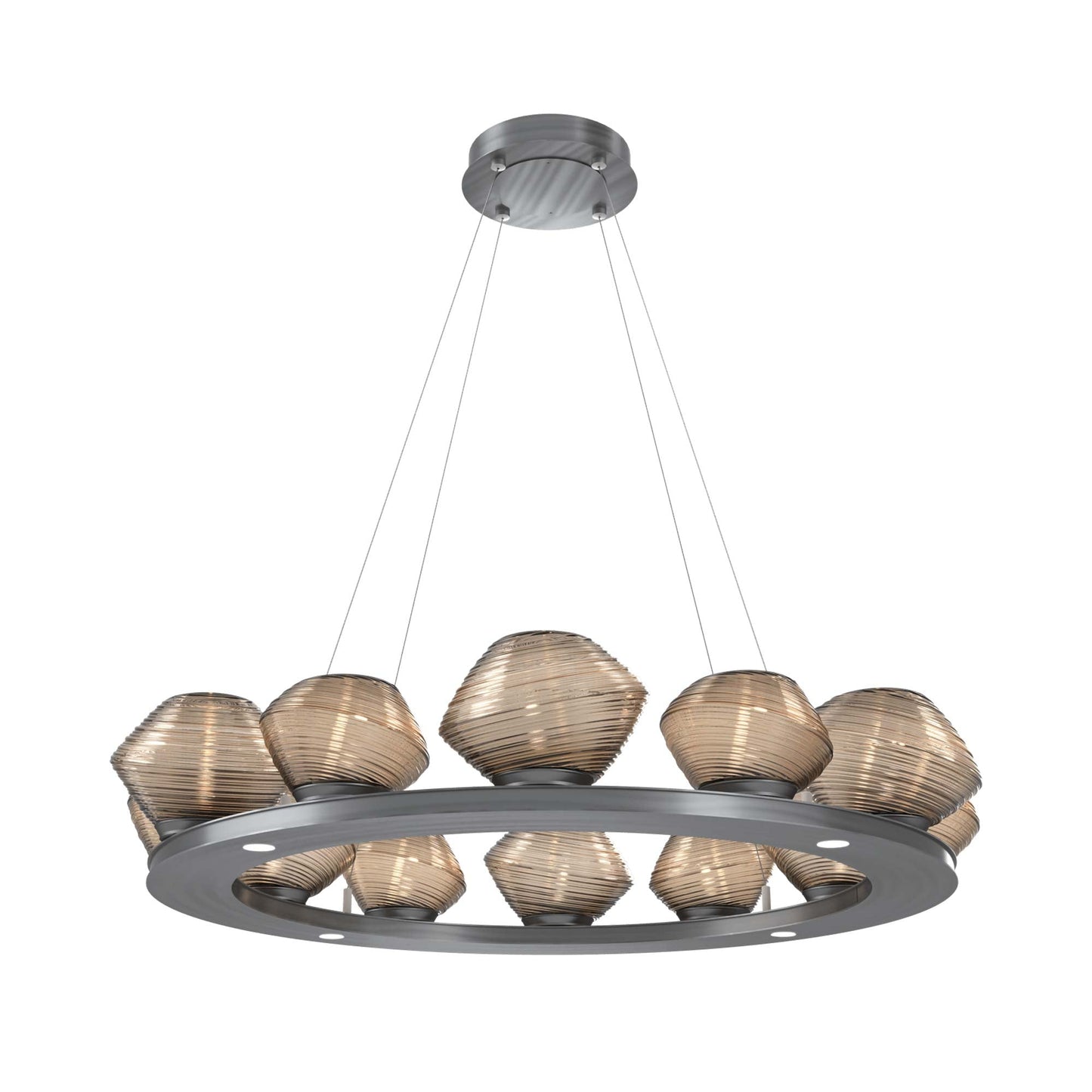 Mesa Ring LED Chandelier in Gunmetal/Bronze Blown Glass (36.7-Inch).