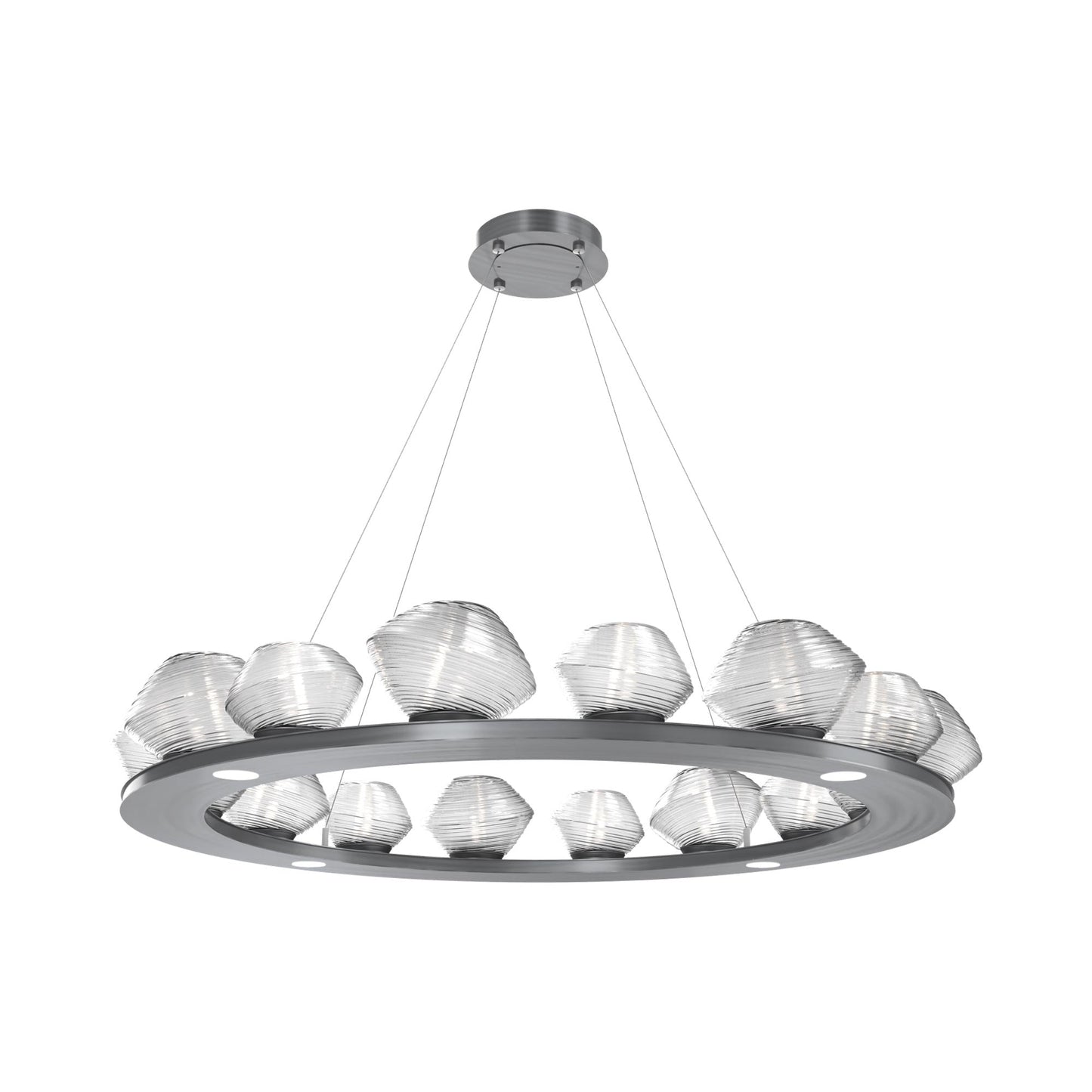 Mesa Ring LED Chandelier in Gunmetal/Clear Blown Glass (46.8-Inch).