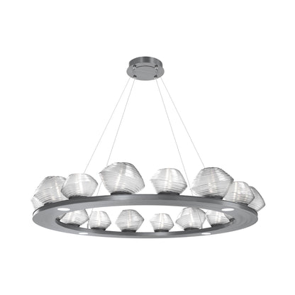 Mesa Ring LED Chandelier in Gunmetal/Clear Blown Glass (46.8-Inch).
