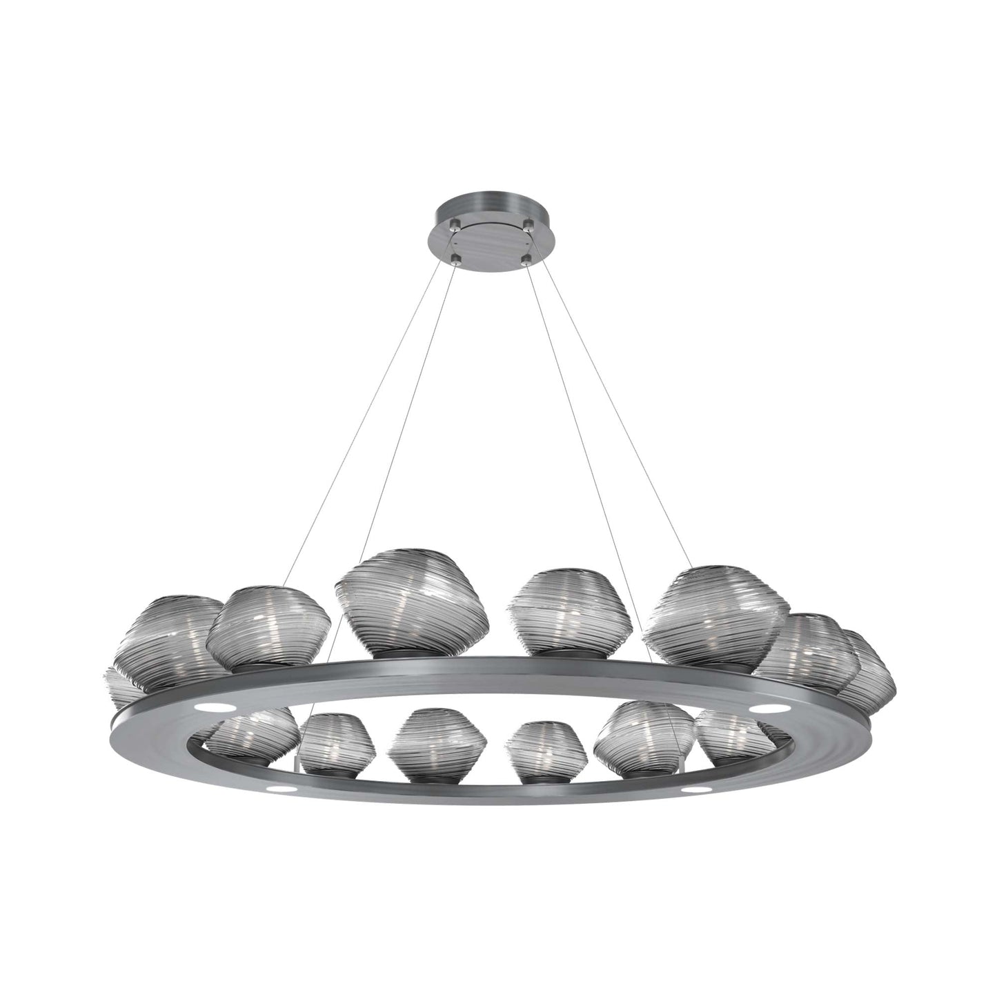 Mesa Ring LED Chandelier in Gunmetal/Smoke Blown Glass (46.8-Inch).