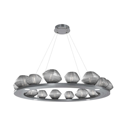 Mesa Ring LED Chandelier in Gunmetal/Smoke Blown Glass (46.8-Inch).