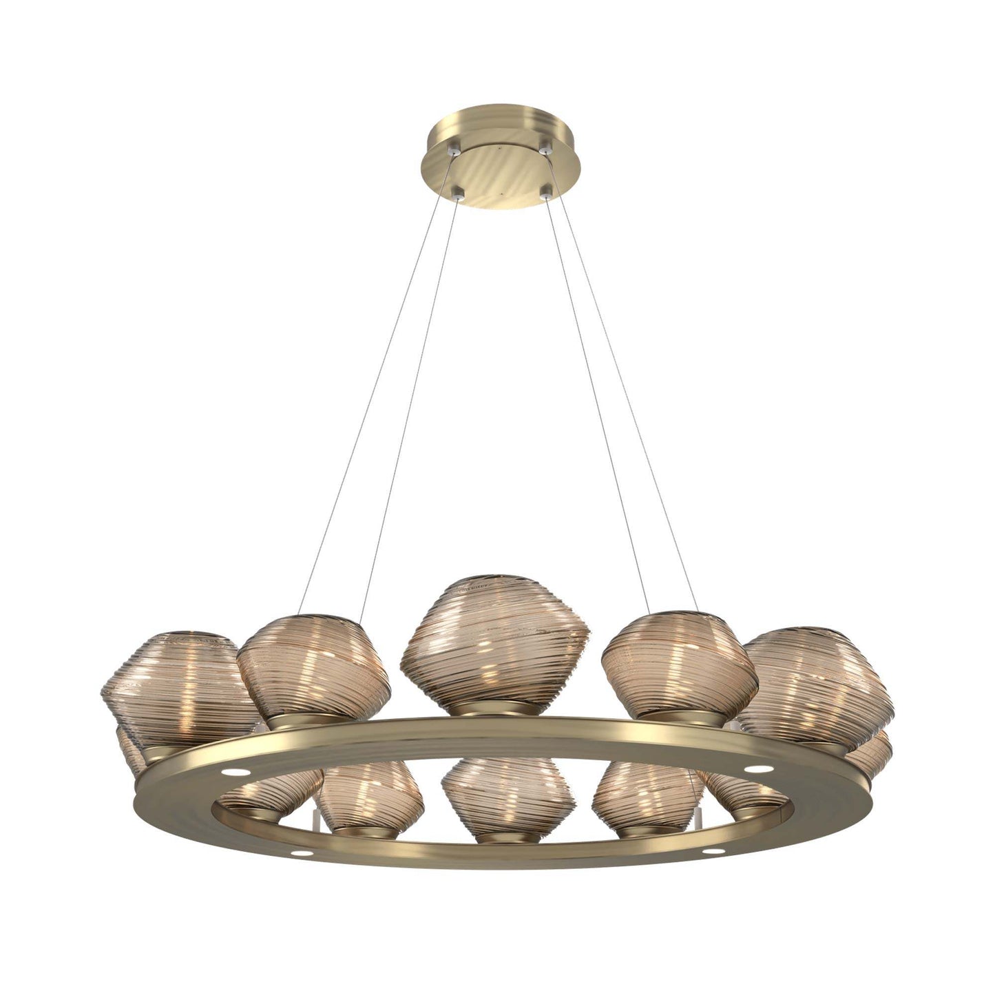 Mesa Ring LED Chandelier in Heritage Brass/Bronze Blown Glass (36.7-Inch).