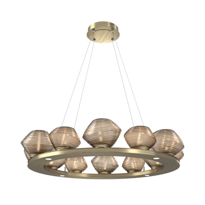 Mesa Ring LED Chandelier in Heritage Brass/Bronze Blown Glass (36.7-Inch).