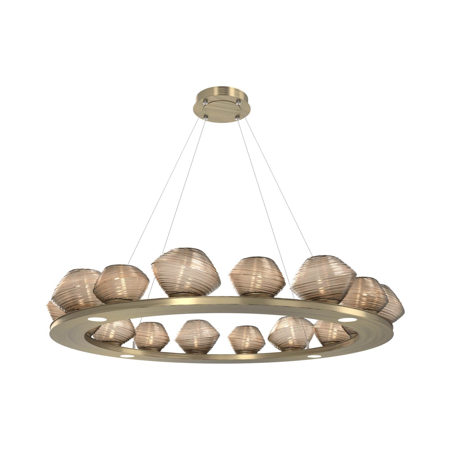 Mesa Ring LED Chandelier in Heritage Brass/Bronze Blown Glass (46.8-Inch).