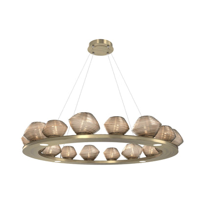 Mesa Ring LED Chandelier in Heritage Brass/Bronze Blown Glass (46.8-Inch).