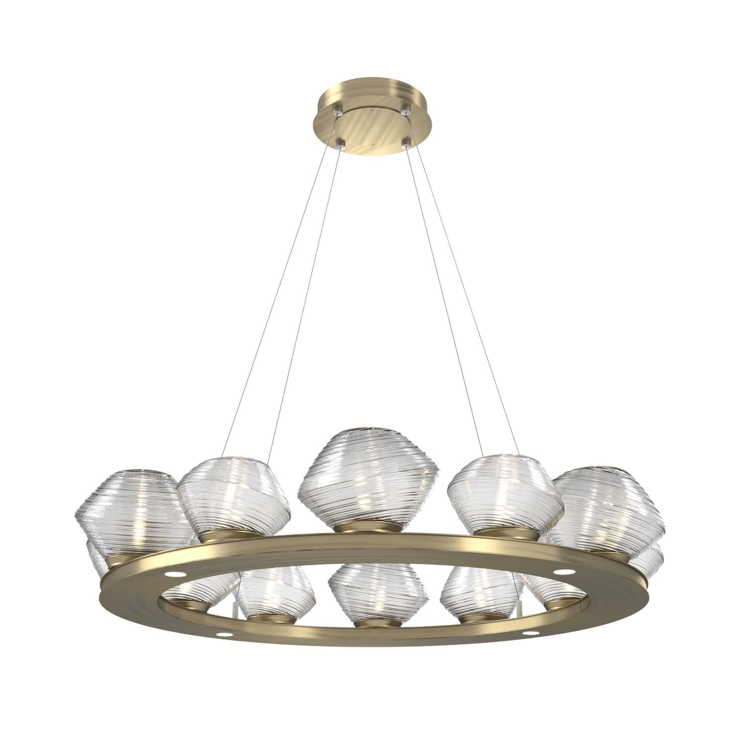 Mesa Ring LED Chandelier in Heritage Brass/Clear Blown Glass (36.7-Inch).