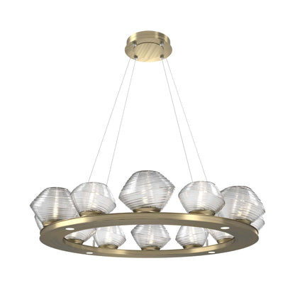 Mesa Ring LED Chandelier in Heritage Brass/Clear Blown Glass (36.7-Inch).