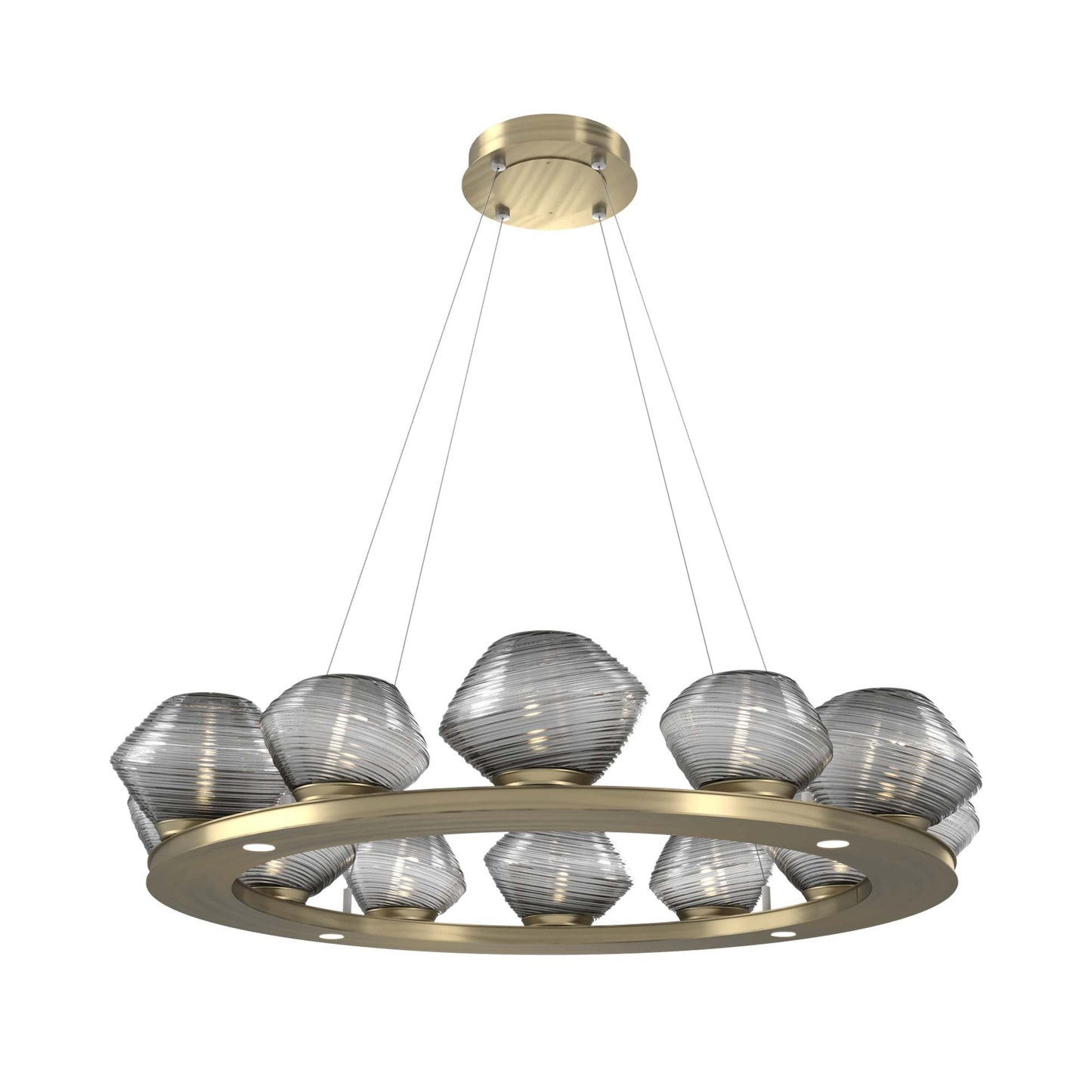 Mesa Ring LED Chandelier in Heritage Brass/Smoke Blown Glass (36.7-Inch).