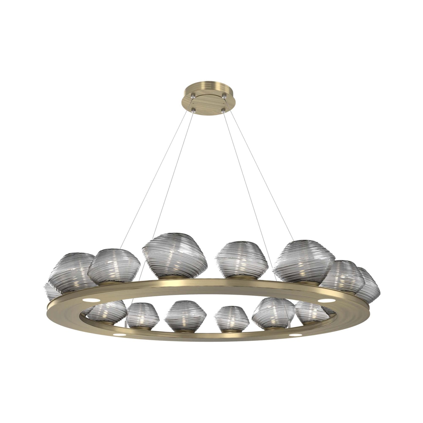 Mesa Ring LED Chandelier in Heritage Brass/Smoke Blown Glass (46.8-Inch).