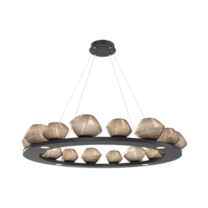Mesa Ring LED Chandelier in Matte Black/Bronze Blown Glass (46.8-Inch).