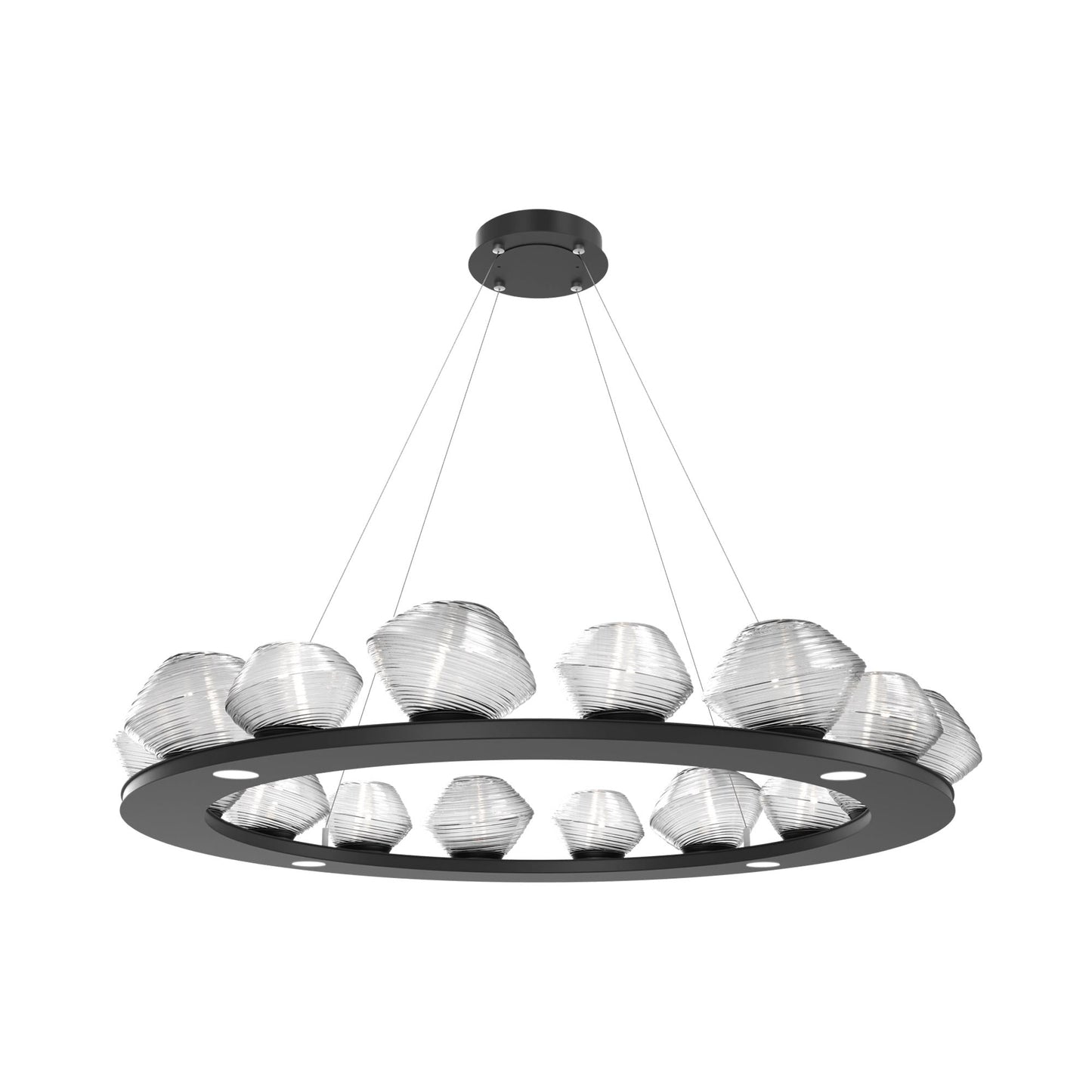Mesa Ring LED Chandelier in Matte Black/Clear Blown Glass (46.8-Inch).