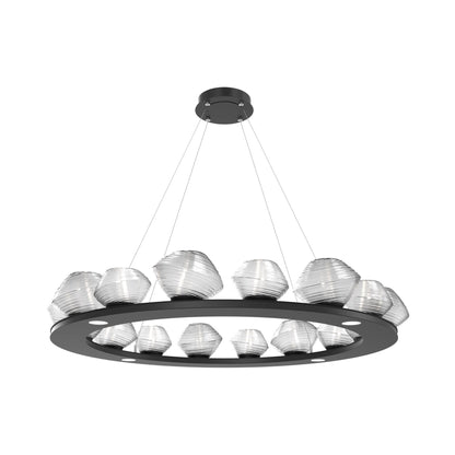 Mesa Ring LED Chandelier in Matte Black/Clear Blown Glass (46.8-Inch).