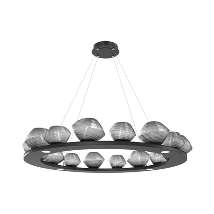 Mesa Ring LED Chandelier in Matte Black/Smoke Blown Glass (46.8-Inch).