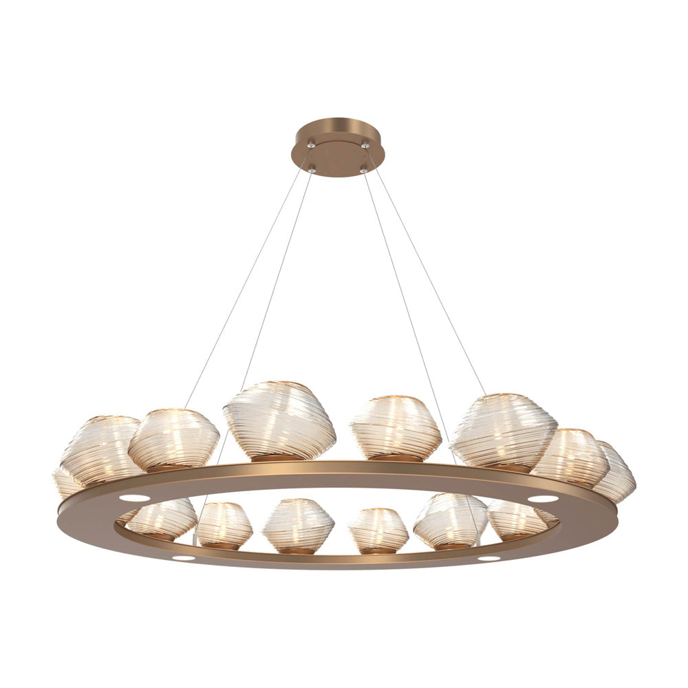 Mesa Ring LED Chandelier in Novel Brass/Amber Blown Glass (46.8-Inch).
