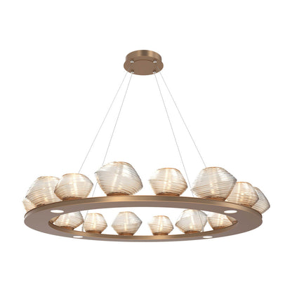 Mesa Ring LED Chandelier in Novel Brass/Amber Blown Glass (46.8-Inch).