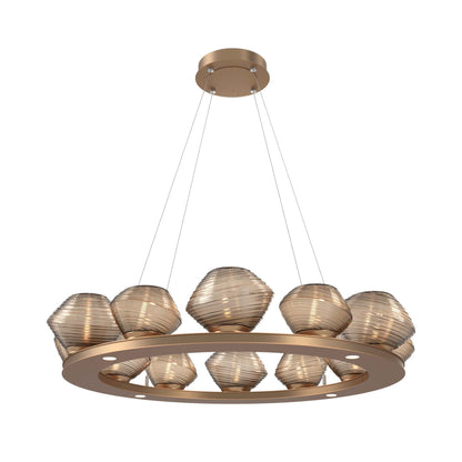 Mesa Ring LED Chandelier in Novel Brass/Bronze Blown Glass (36.7-Inch).