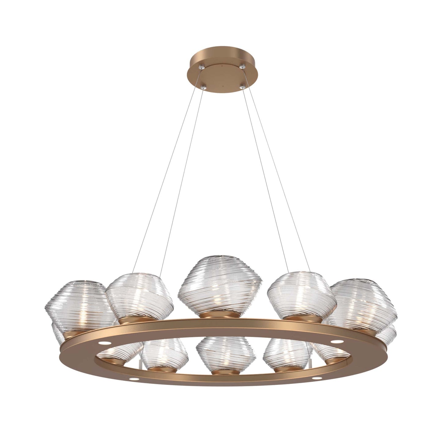 Mesa Ring LED Chandelier in Novel Brass/Clear Blown Glass (36.7-Inch).