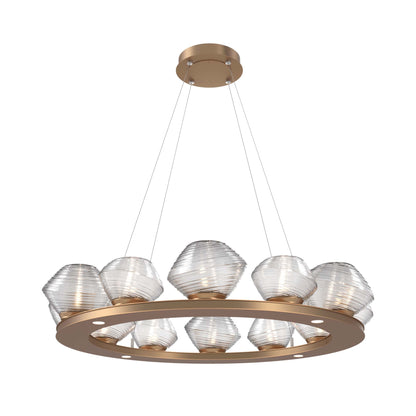 Mesa Ring LED Chandelier in Novel Brass/Clear Blown Glass (36.7-Inch).