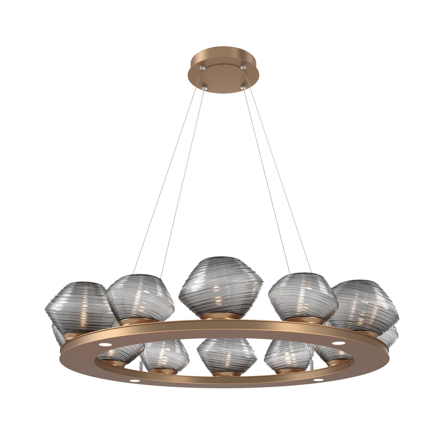 Mesa Ring LED Chandelier in Novel Brass/Smoke Blown Glass (36.7-Inch).
