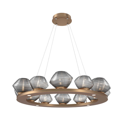 Mesa Ring LED Chandelier in Novel Brass/Smoke Blown Glass (36.7-Inch).