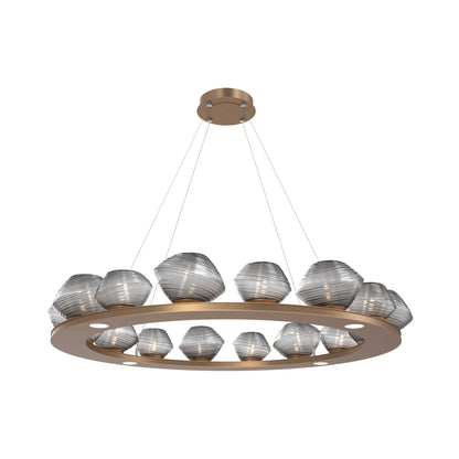 Mesa Ring LED Chandelier in Novel Brass/Smoke Blown Glass (46.8-Inch).