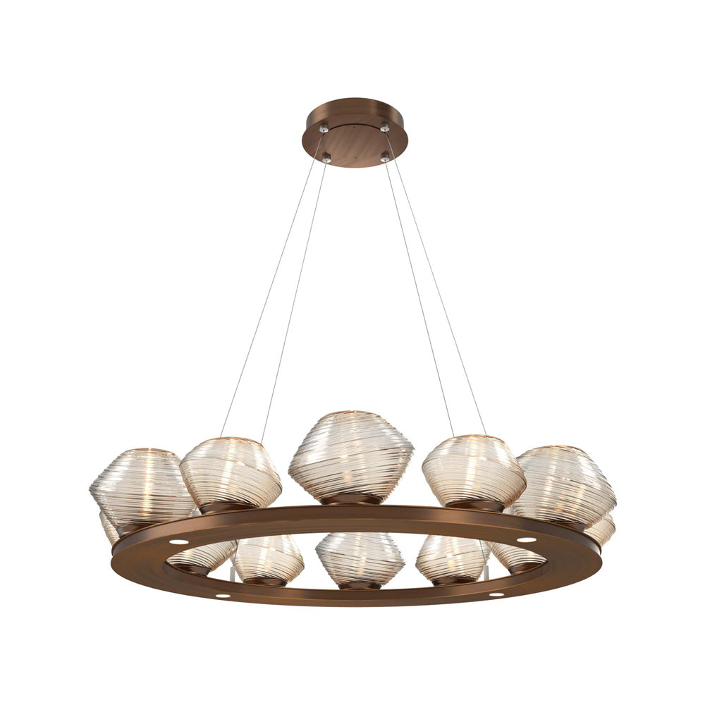 Mesa Ring LED Chandelier in Oil Rubbed Bronze/Amber Blown Glass (36.7-Inch).