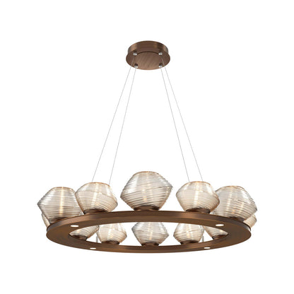 Mesa Ring LED Chandelier in Oil Rubbed Bronze/Amber Blown Glass (36.7-Inch).