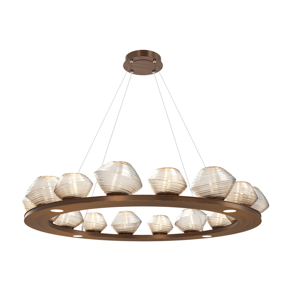 Mesa Ring LED Chandelier in Oil Rubbed Bronze/Amber Blown Glass (46.8-Inch).