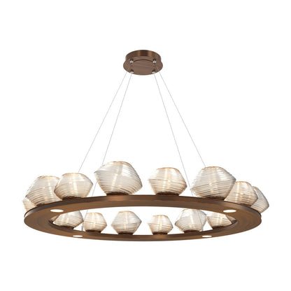 Mesa Ring LED Chandelier in Oil Rubbed Bronze/Amber Blown Glass (46.8-Inch).