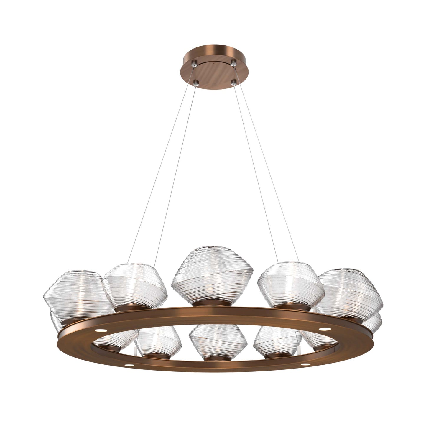 Mesa Ring LED Chandelier in Oil Rubbed Bronze/Clear Blown Glass (36.7-Inch).