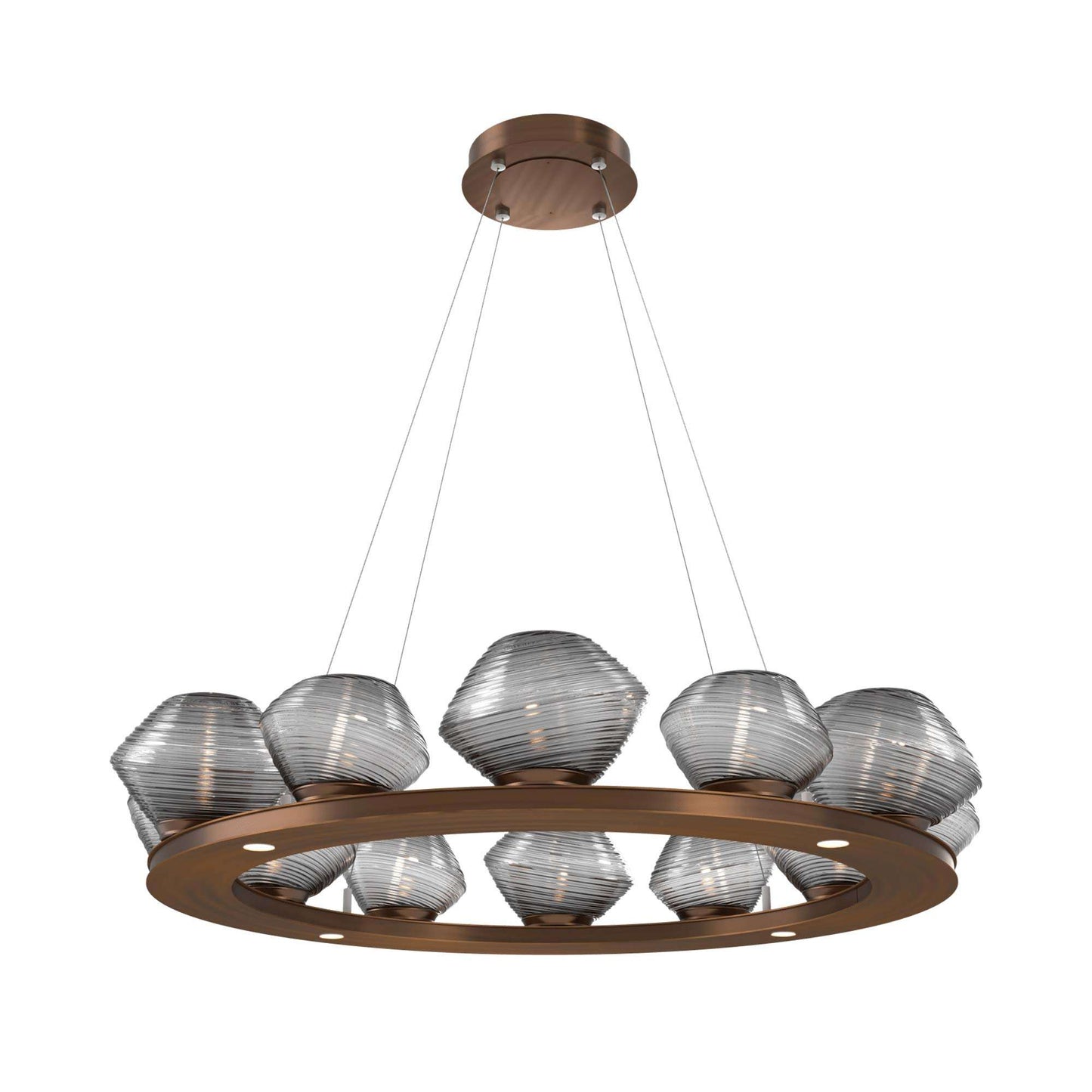 Mesa Ring LED Chandelier in Oil Rubbed Bronze/Smoke Blown Glass (36.7-Inch).