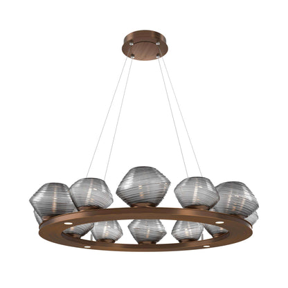 Mesa Ring LED Chandelier in Oil Rubbed Bronze/Smoke Blown Glass (36.7-Inch).