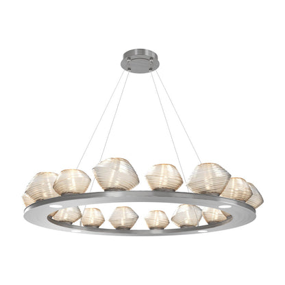 Mesa Ring LED Chandelier in Satin Nickel/Amber Blown Glass (46.8-Inch).