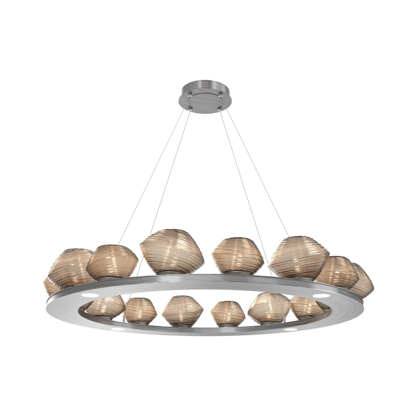 Mesa Ring LED Chandelier in Satin Nickel/Bronze Blown Glass (46.8-Inch).