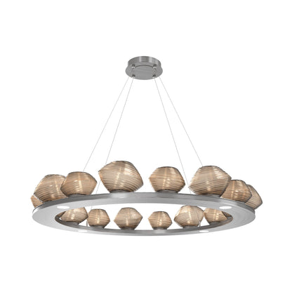 Mesa Ring LED Chandelier in Satin Nickel/Bronze Blown Glass (46.8-Inch).