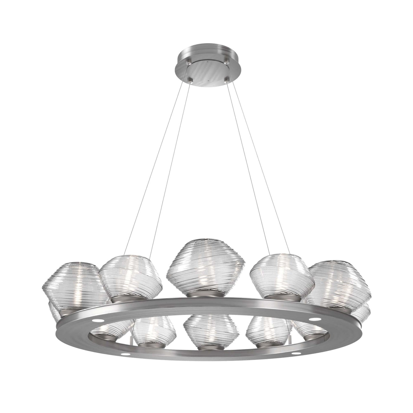 Mesa Ring LED Chandelier in Satin Nickel/Clear Blown Glass (36.7-Inch).