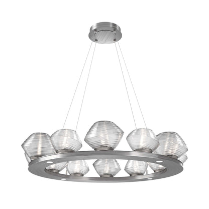 Mesa Ring LED Chandelier in Satin Nickel/Clear Blown Glass (36.7-Inch).