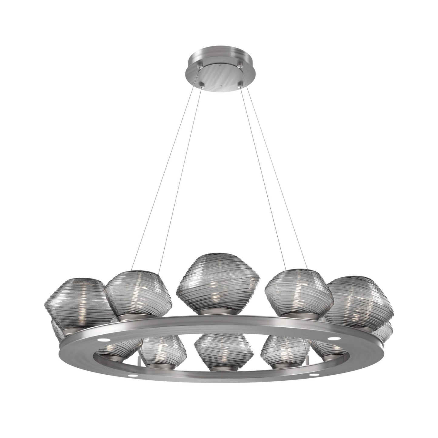 Mesa Ring LED Chandelier in Satin Nickel/Smoke Blown Glass (36.7-Inch).