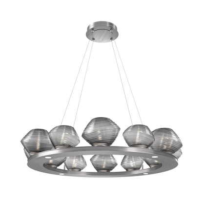 Mesa Ring LED Chandelier in Satin Nickel/Smoke Blown Glass (36.7-Inch).