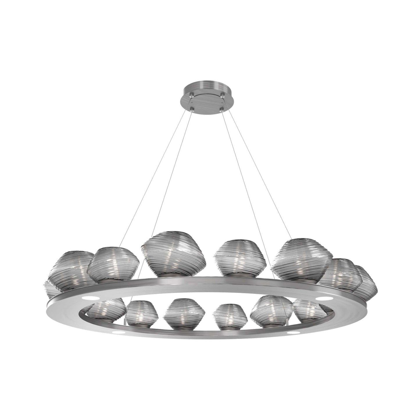 Mesa Ring LED Chandelier in Satin Nickel/Smoke Blown Glass (46.8-Inch).