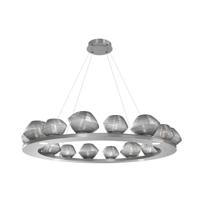Mesa Ring LED Chandelier in Satin Nickel/Smoke Blown Glass (46.8-Inch).