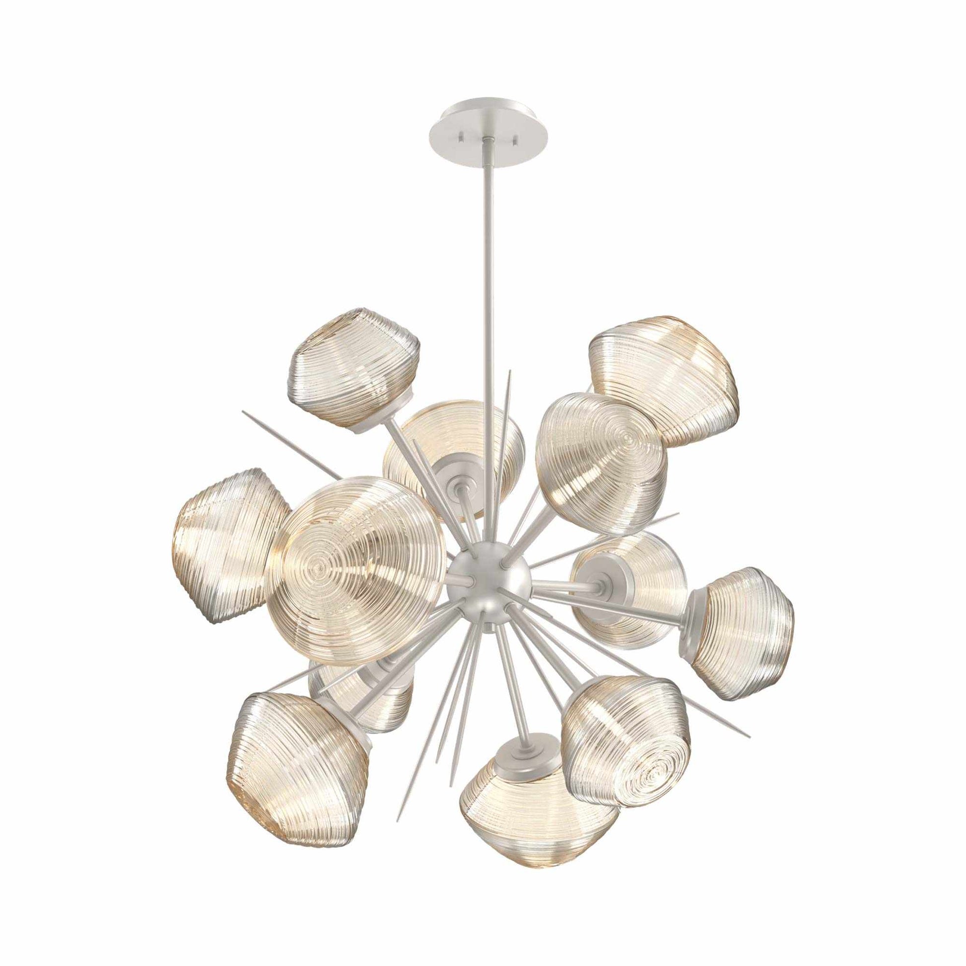Mesa Starburst LED Chandelier in Beige Silver/Amber Blown Glass (30.1-Inch).